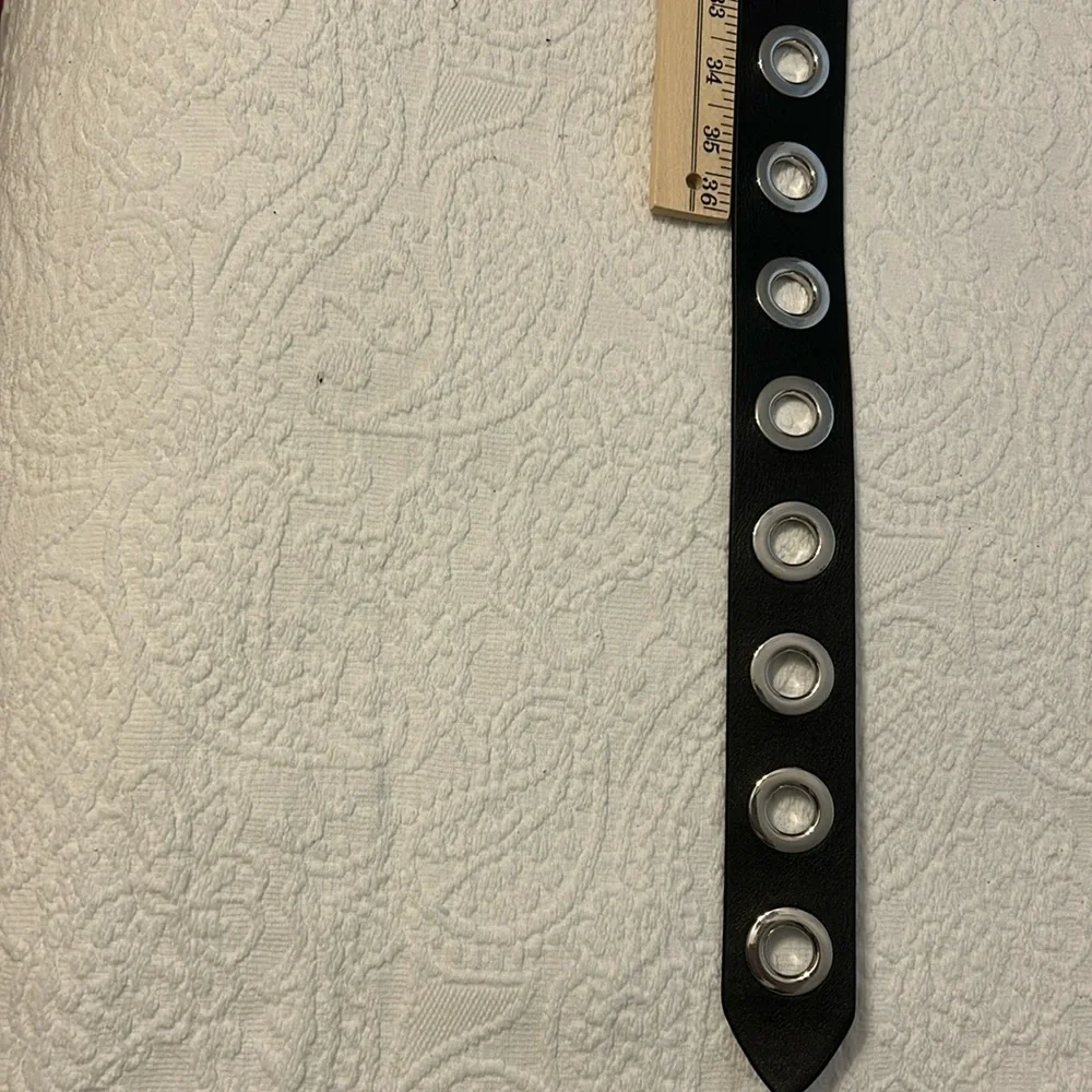All Saints Dani Leather Belt, Womens, black, large silver rivets, size L/XL. New